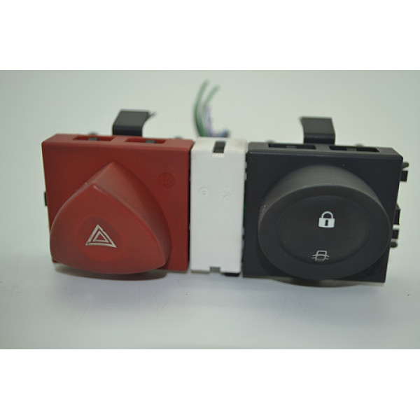 Botão Pisca Alerta Trava Painel Renault Megane Dynamique - Vermelho