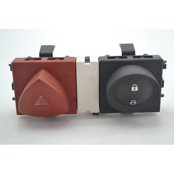 Botão Pisca Alerta Trava Painel Renault Megane 2008 Original - Vermelho