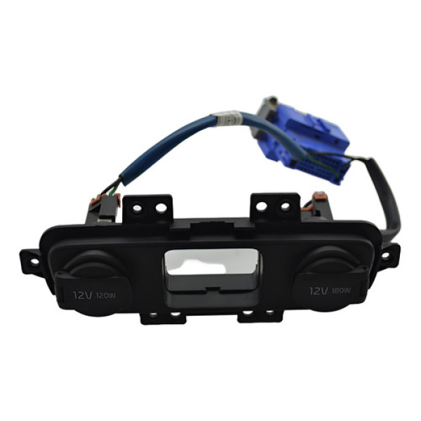 Moldura Tomadas 12v Dupla Console Kia Sportage 2014 Original Preto