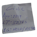 Acabamento Retrovisor Interno Honda Civic 2019 Original Preto