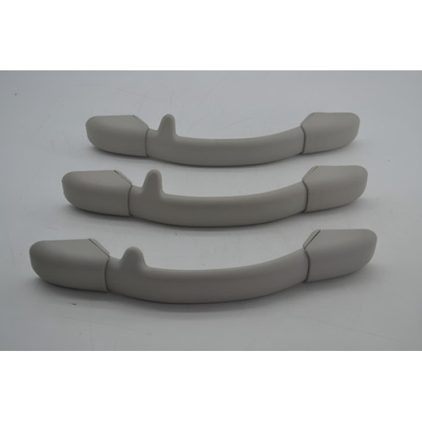 Kit Com 3 Puxador Alça Teto Pqp Peugeot 207 2011 Original - Cinza