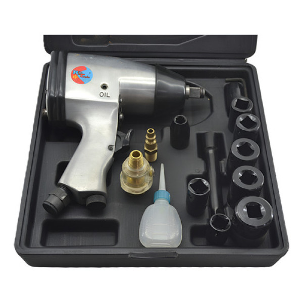 Kit Chave Impacto Pneumatica 1/2 Pol 17pcs Rio Tools Cinza