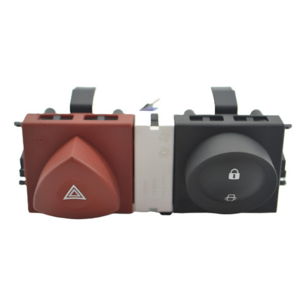 Botão Pisca Alerta Trava Destrava Renault Megane 2010 Origin - Preto/vermelho/branco