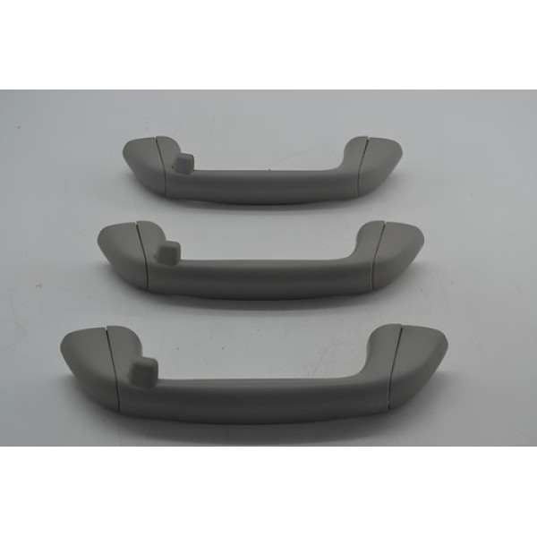 Kit Com 3 Puxador Alça Teto Pqp Toyota Etios 2014 Original Cinza-escuro