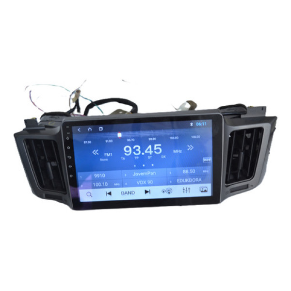 Tela Multimidia 10p Painel C/moldura + Difusores Rav4 2013 Preto/cinza