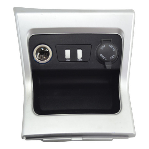 Moldura Tomada Energia 12v Dupla Console T5 2017 Original Prateado