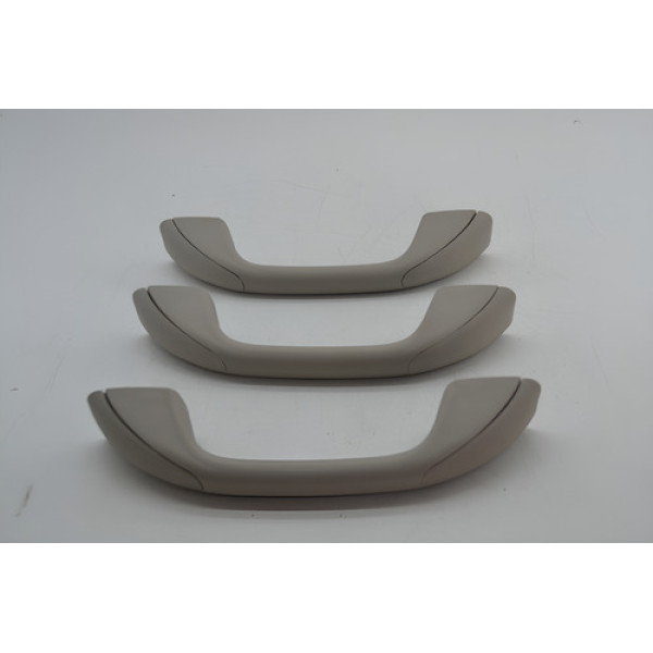 Kit 3 Puxador Alça Teto Pqp Renault Sandero 2013 Original Cinza