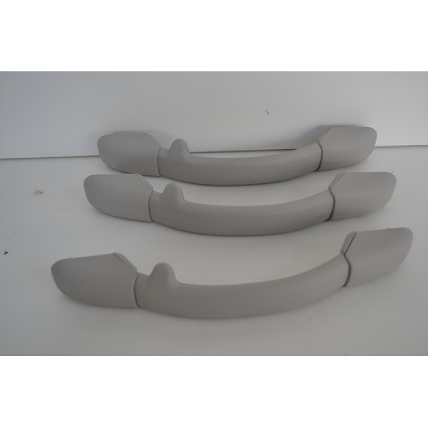 Kit 3 Puxadora Alça Teto Pqp Com Cabide Citroen C3 2010 2011 Cinza