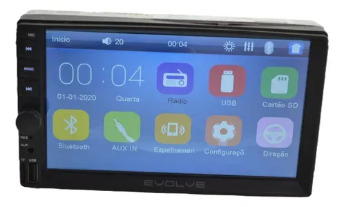 Tela Multimidia Evolve C/usb Sd Auxiliar 7polegadas Preto